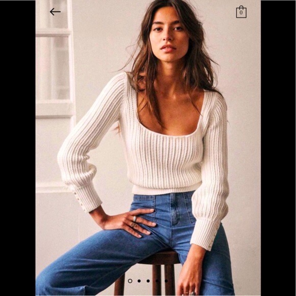 Sezane Mariette Sweater Square Neck Size Small